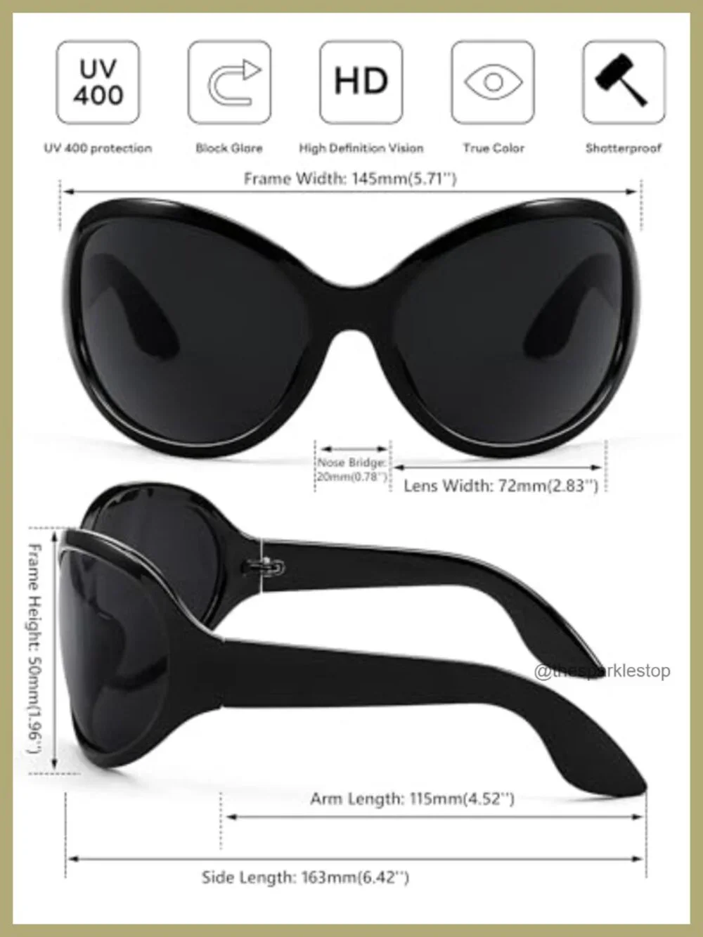 Oversized Wrap Around Sunglasses UV400 Protection Unisex